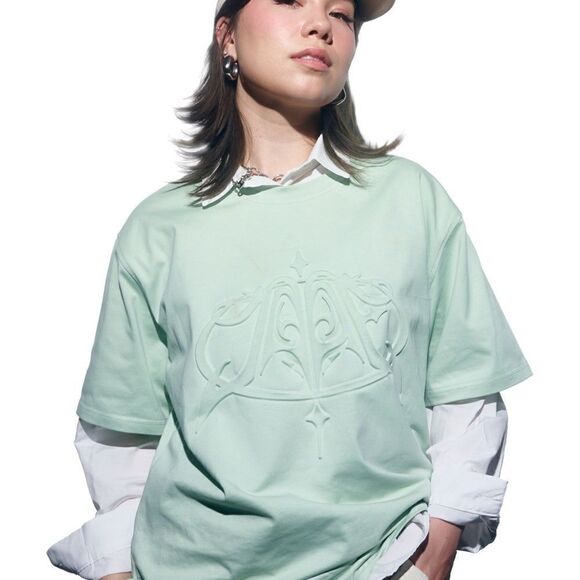 Quarterjade Puff Logo Oversized Tee Green XL NWT IN PACKAGE - Picture 5 of 10